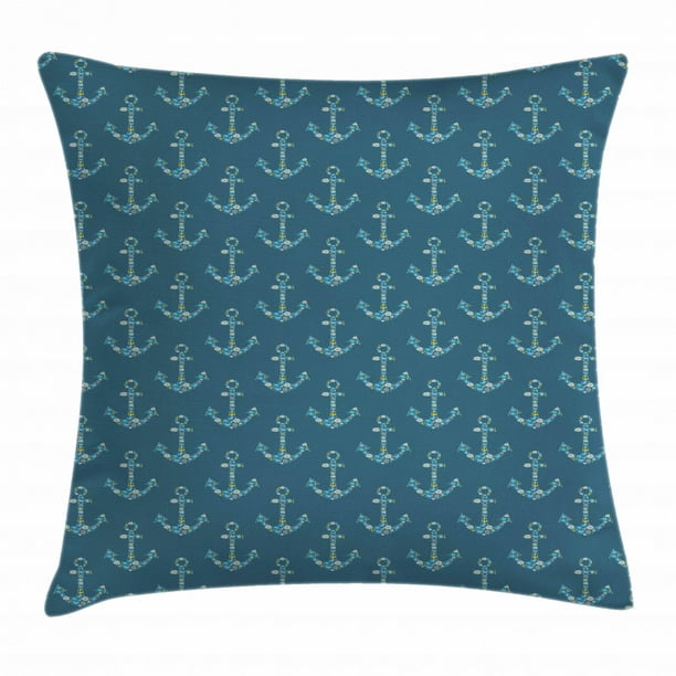 Sea Blue Lighthouse Printed Cushion Cover Anchor Pattern Marine Ship Pillow Case 